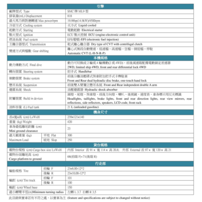 水牛牌850S規格表
